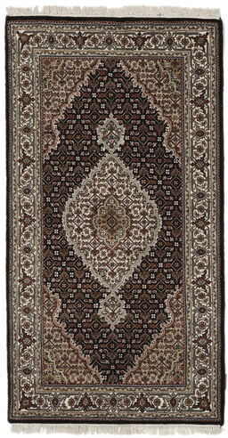 Håndknyttet. Opphav: India Tabriz Royal Teppe 87X164 Svart/Mørk Brun ( India)