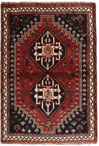 Håndknyttet. Opphav: Persia / Iran Shiraz Teppe 84X120 Ekte Orientalsk Håndknyttet Svart/Mørk Brun (Ull, Persia/Iran)