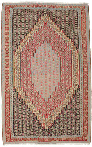 Håndknyttet. Opphav: Persia / Iran Orientalsk Kelim Senneh Teppe 154X243 Mørk Brun/Brun (Ull, Persia/Iran)