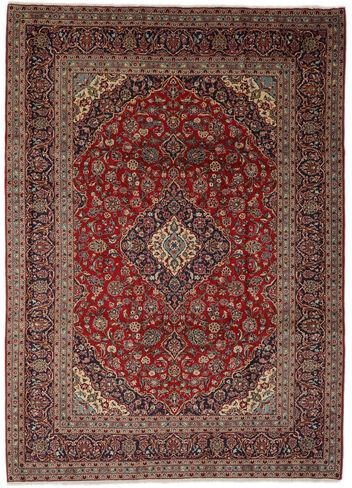 Håndknyttet. Opphav: Persia / Iran Persisk Keshan Teppe 253X350 Mørk Brun/Svart Stort (Ull, Persia/Iran)