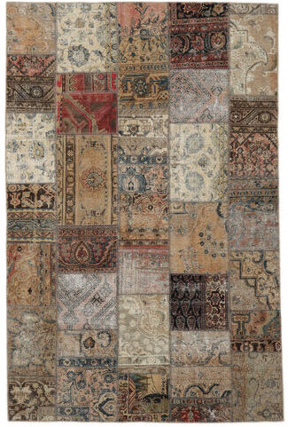 Håndknyttet. Opphav: Persia / Iran Persisk Patchwork - Persien/Iran Teppe 200X305 Mørk Brun/Svart (Ull, Persia/Iran)