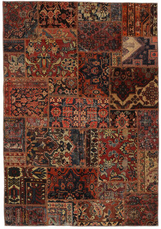 Håndknyttet. Opphav: Persia / Iran Persisk Patchwork - Persien/Iran Teppe 160X233 Svart/Mørk Brun (Ull, Persia/Iran)