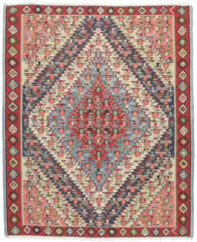 Håndknyttet. Opphav: Persia / Iran Persisk Kelim Senneh Teppe 124X150 Mørk Brun/Mørk Grå (Ull, Persia/Iran)