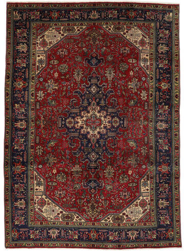 Håndknyttet. Opphav: Persia / Iran Håndknyttet Teppe Tabriz 207X300 Svart/Mørk Brun (Ull, Persia/Iran)