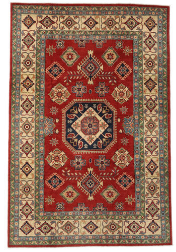 Håndknyttet. Opphav: Afghanistan 200X296 Kazak Teppe Ekte Orientalsk Håndknyttet Mørk Brun/Beige (Ull, Afghanistan)