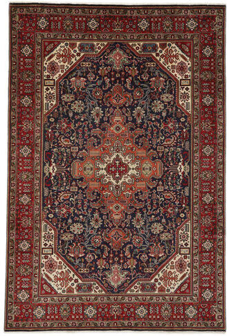 Håndknyttet. Opphav: Persia / Iran 203X300 Orientalsk Tabriz Teppe Svart/Mørk Brun (Ull, Persia/Iran)