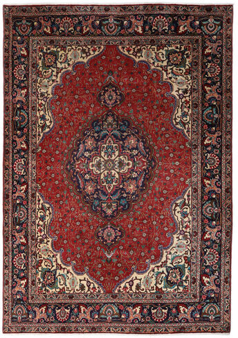 Håndknyttet. Opphav: Persia / Iran 200X285 Orientalsk Tabriz Teppe Svart/Mørk Brun (Ull, Persia/Iran)