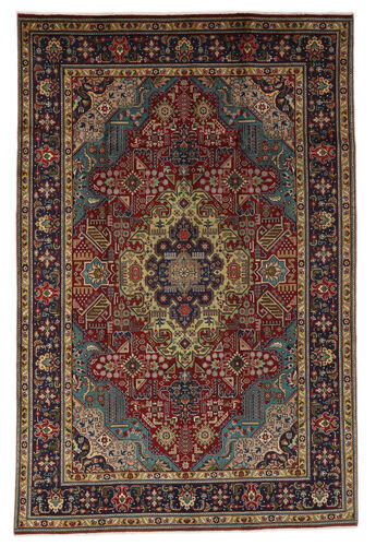Håndknyttet. Opphav: Persia / Iran 205X309 Orientalsk Tabriz Teppe Svart/Mørk Brun (Ull, Persia/Iran)