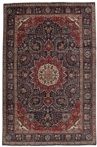 Håndknyttet. Opphav: Persia / Iran 205X312 Orientalsk Tabriz Teppe Svart/Mørk Brun (Ull, Persia/Iran)