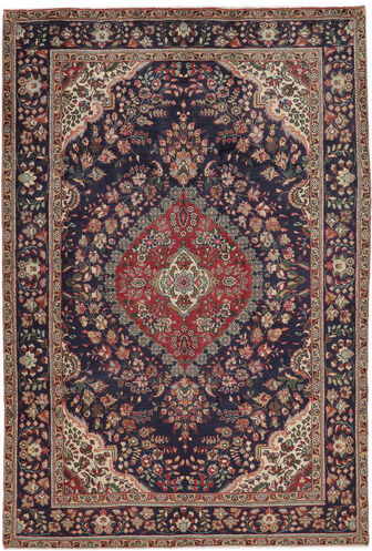 Håndknyttet. Opphav: Persia / Iran 200X294 Orientalsk Tabriz Teppe Svart/Mørk Brun (Ull, Persia/Iran)