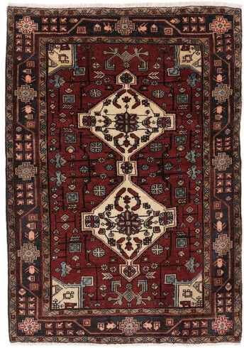 Håndknyttet. Opphav: Persia / Iran 103X144 Hamadan Teppe Ekte Orientalsk Håndknyttet Svart/Mørk Brun (Ull, Persia/Iran)