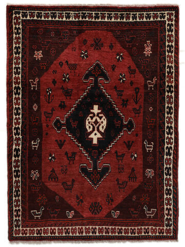 Håndknyttet. Opphav: Persia / Iran Ekte Teppe Shiraz 125X171 Svart/Hvit/Creme (Ull, Persia/Iran)