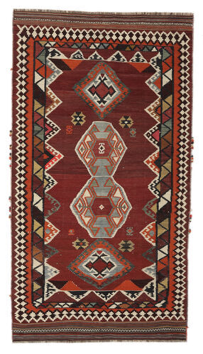 Håndknyttet. Opphav: Persia / Iran 146X269 Orientalsk Kelim Vintage Teppe Svart/Mørk Brun (Ull, Persia/Iran)
