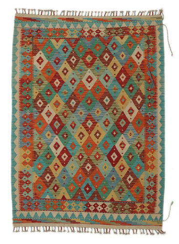 Håndknyttet. Opphav: Afghanistan 125X173 Kelim Afghan Old Style Teppe Ekte Orientalsk Håndvevd Hvit/Creme/Mørk Rød (Ull, Afghanistan)