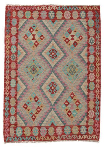 Håndknyttet. Opphav: Afghanistan Kelim Afghan Old Style Teppe 133X185 Mørk Brun/Mørk Rød (Ull, Afghanistan)