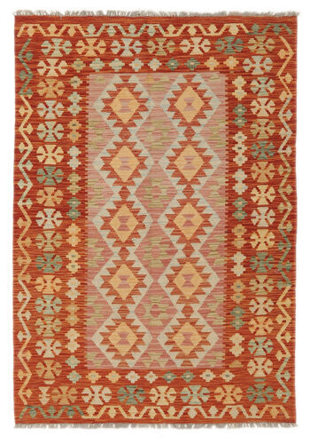 Håndknyttet. Opphav: Afghanistan 122X173 Kelim Afghan Old Style Teppe Ekte Orientalsk Håndvevd Mørk Rød/Brun (Ull, Afghanistan)