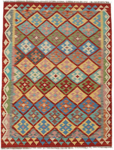 Håndknyttet. Opphav: Afghanistan Ekte Teppe Kelim Afghan Old Style 128X167 Mørk Grønn/Mørk Brun (Ull, Afghanistan)