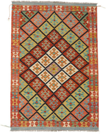 Håndknyttet. Opphav: Afghanistan Kelim Afghan Old Style Teppe 121X174 Hvit/Creme/Mørk Brun (Ull, Afghanistan)