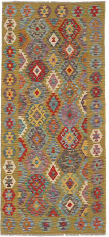 Håndknyttet. Opphav: Afghanistan Orientalsk Kelim Afghan Old Style Teppe 89X197 Teppeløpere Svart/Beige (Ull, Afghanistan)