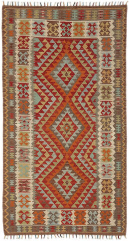 Håndknyttet. Opphav: Afghanistan 103X188 Orientalsk Kelim Afghan Old Style Teppe Mørk Brun/Svart/Beige (Ull, Afghanistan)