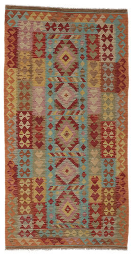 Håndknyttet. Opphav: Afghanistan 115X219 Orientalsk Kelim Afghan Old Style Teppe Mørk Brun/Brun (Ull, Afghanistan)