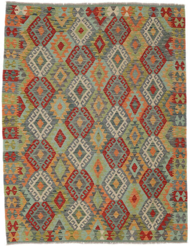 Håndknyttet. Opphav: Afghanistan Orientalsk Kelim Afghan Old Style Teppe 154X201 Mørk Brun/Mørk Grønn (Ull, Afghanistan)