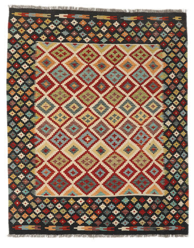 Håndknyttet. Opphav: Afghanistan Orientalsk Kelim Afghan Old Style Teppe 154X190 Svart/Mørk Brun (Ull, Afghanistan)