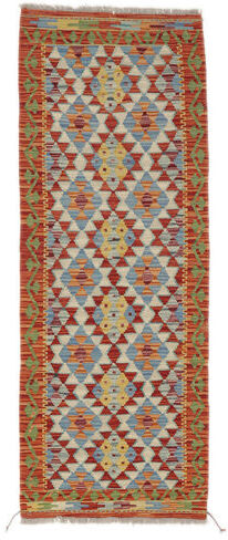 Håndknyttet. Opphav: Afghanistan Orientalsk Kelim Afghan Old Style Teppe 68X184 Teppeløpere Hvit/Creme/Mørk Brun (Ull, Afghanistan)