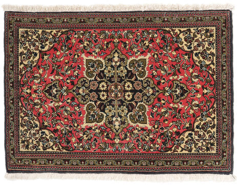Håndknyttet. Opphav: Persia / Iran Orientalsk Ghom Kork/Silke Teppe 59X84 Svart/Mørk Brun (Ull/Silke, Persia/Iran)