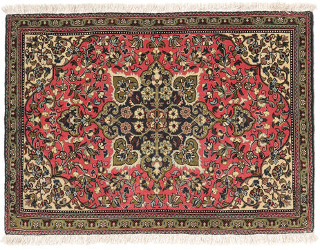 Håndknyttet. Opphav: Persia / Iran Orientalsk Ghom Kork/Silke Teppe 60X85 Svart/Mørk Brun (Ull/Silke, Persia/Iran)