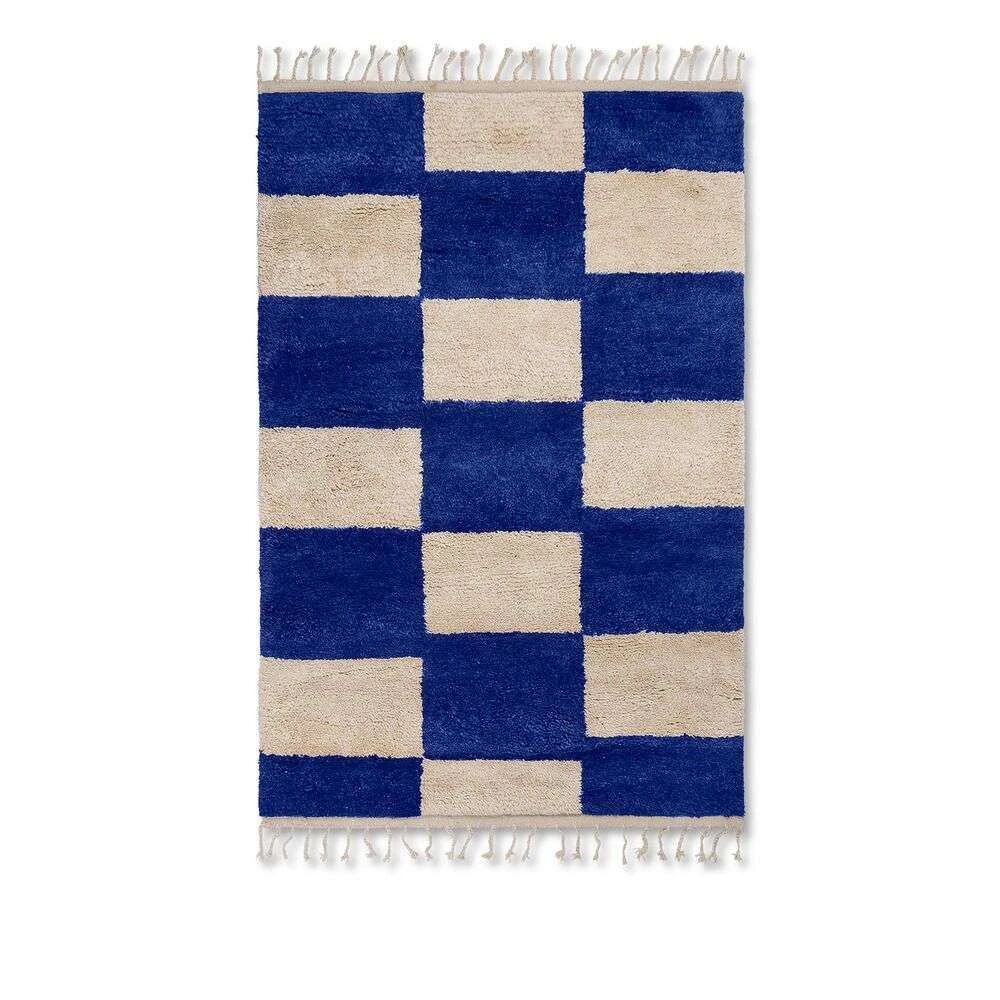 Ferm Living Mara Knotted Rug L Bright Blue/Off-White - Ferm Living    1800 mm+1200 mm