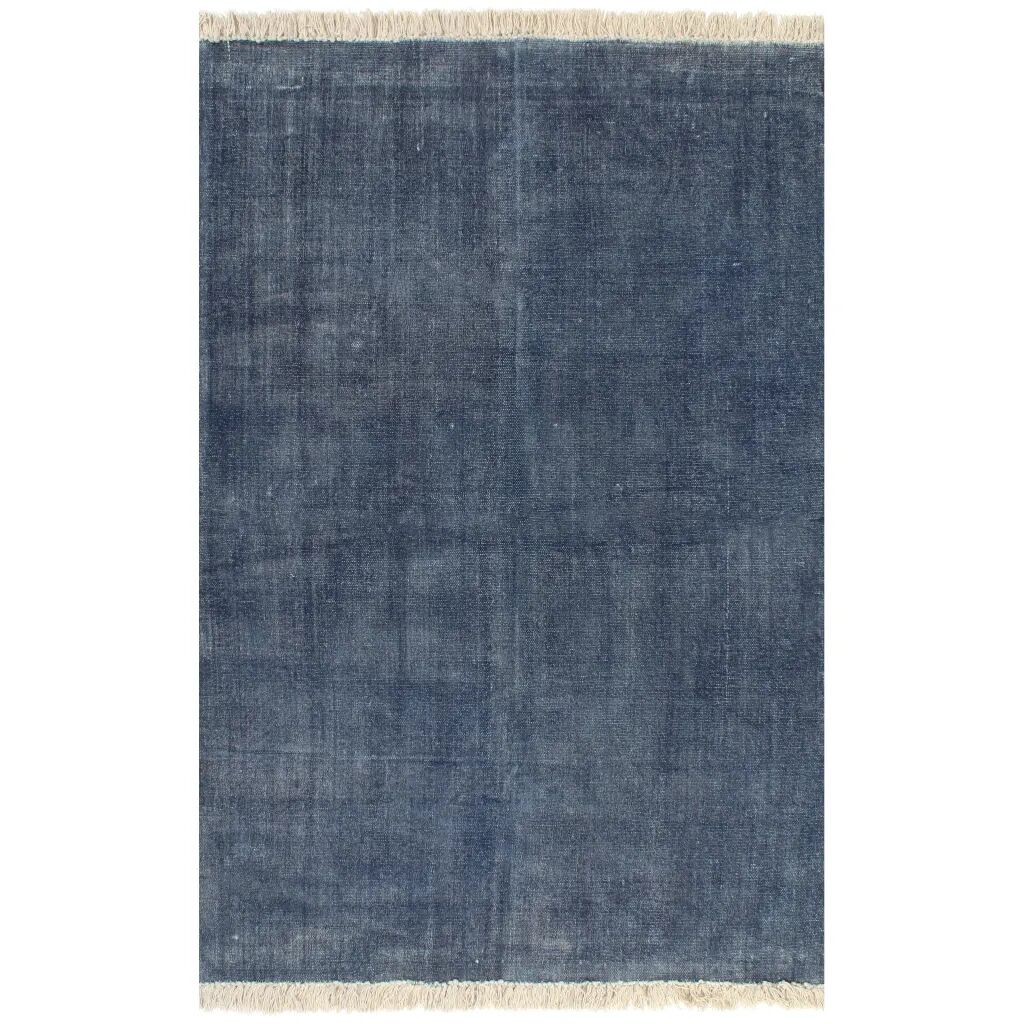 vidaXL Gulvsteppe kilim-vevet bomull 160x230 cm blå