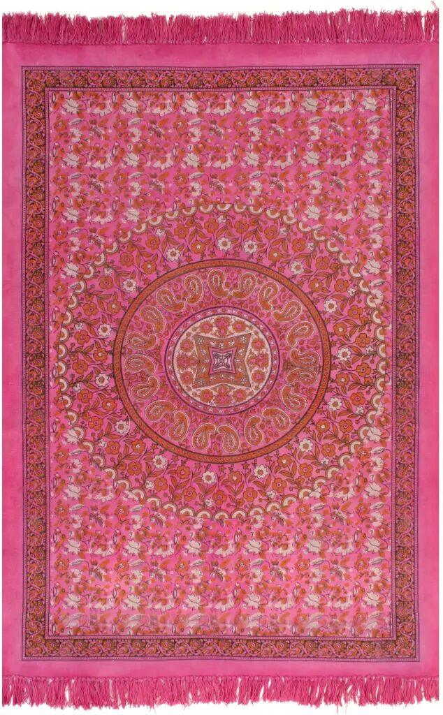 vidaXL Gulvsteppe kilim-vevet bomull med mønster 120x180 cm fuksia