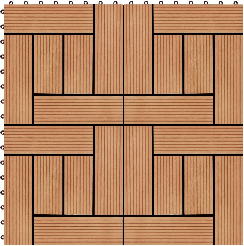 vidaXL Terrassebord 11 stk WPC 30x30 cm 1 kvm teak-farget