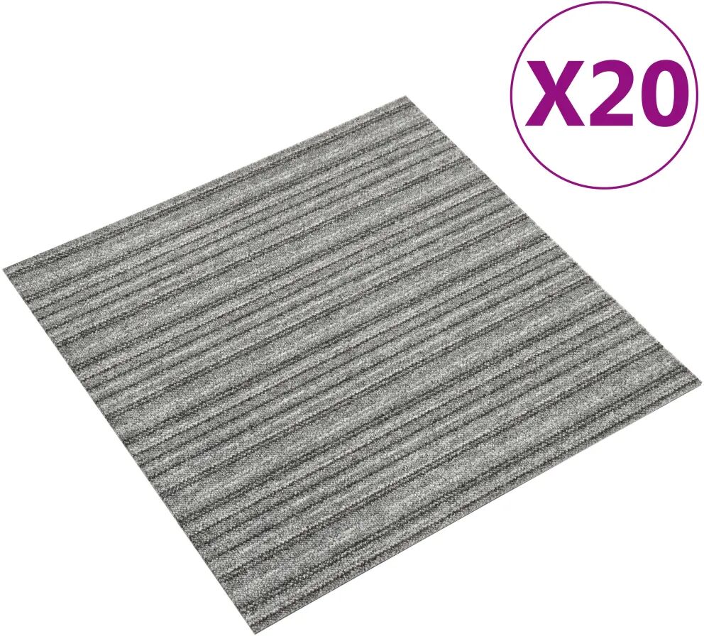 vidaXL Teppefliser gulv 20 stk 5 m² 50x50 cm stripet grå