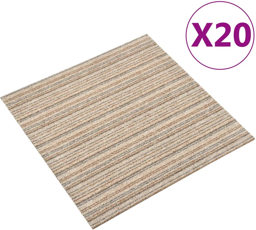 vidaXL Teppefliser gulv 20 stk 5 m² 50x50 cm stripet beige