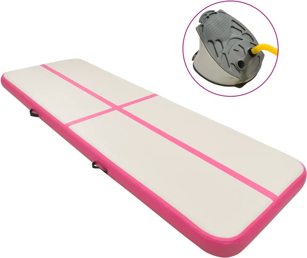 vidaXL Oppblåsbar gymnastikkmatte med pumpe 400x100x15 cm PVC rosa