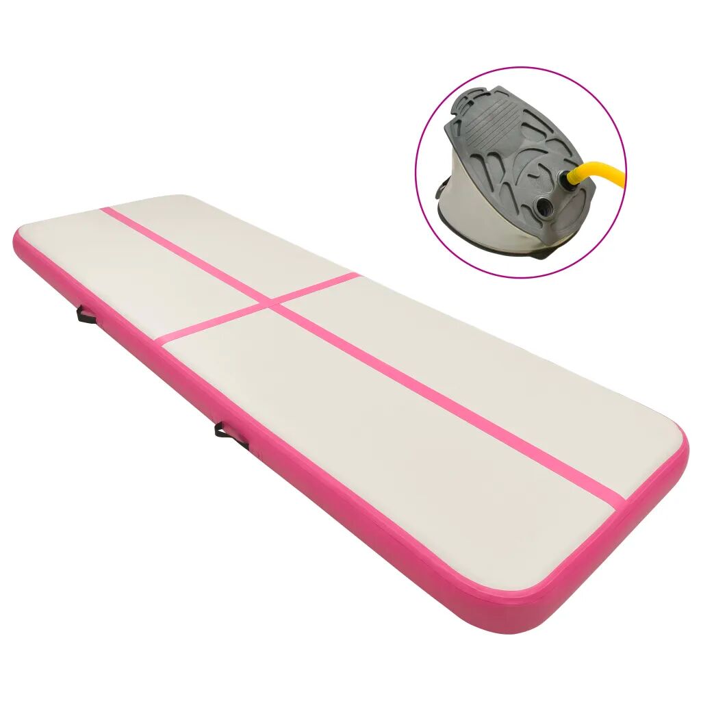 vidaXL Oppblåsbar gymnastikkmatte med pumpe 300x100x20 cm PVC rosa