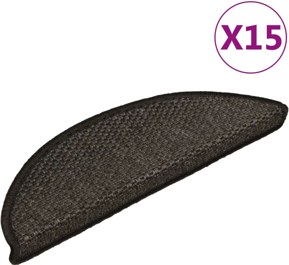 vidaXL Selvklebende trappematter sisal 15 stk 56x20 cm antrasitt