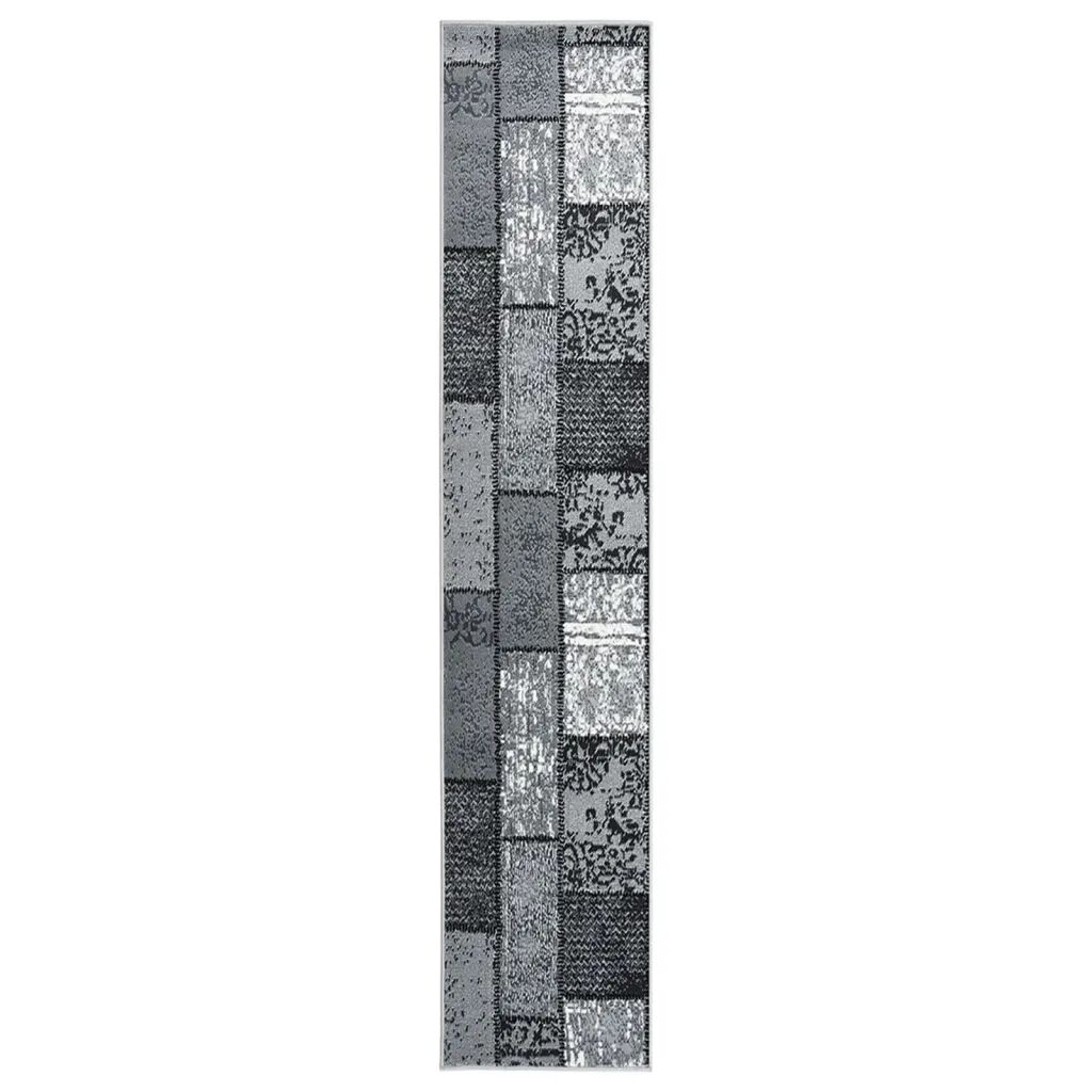 vidaXL Teppeløper BCF grå med blokkmønster 60x450 cm