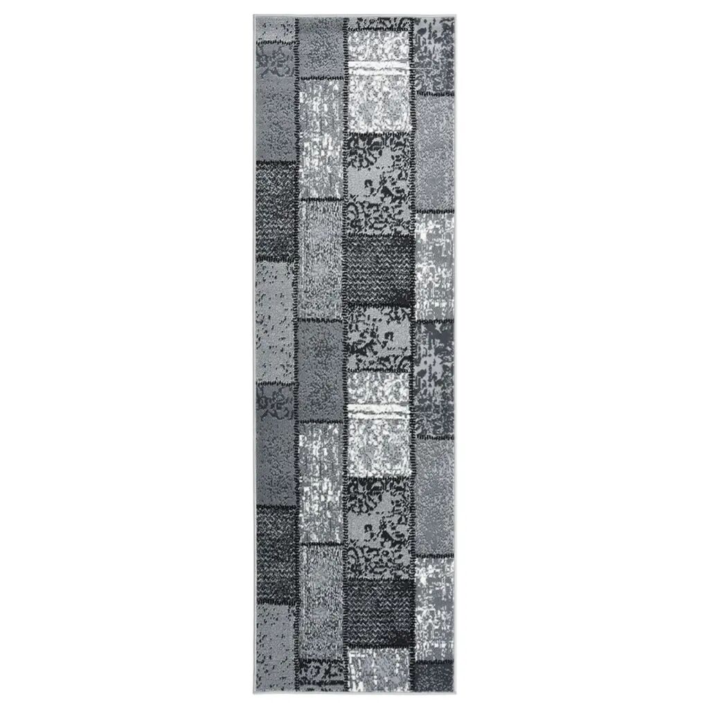 vidaXL Gulvteppe BFC grå med blokkmønster 80x350 cm