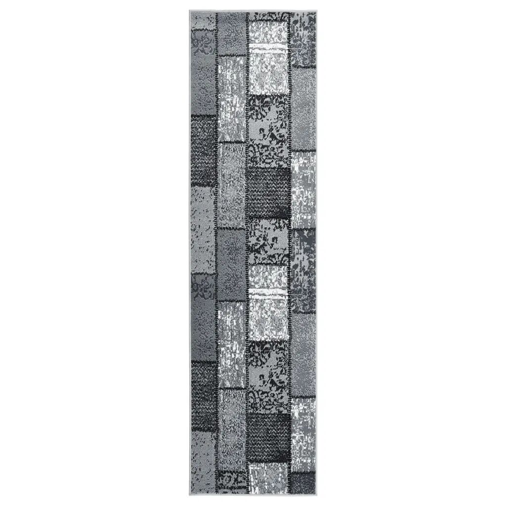 vidaXL Teppeløper BCF grå med blokkmønster 100x500 cm