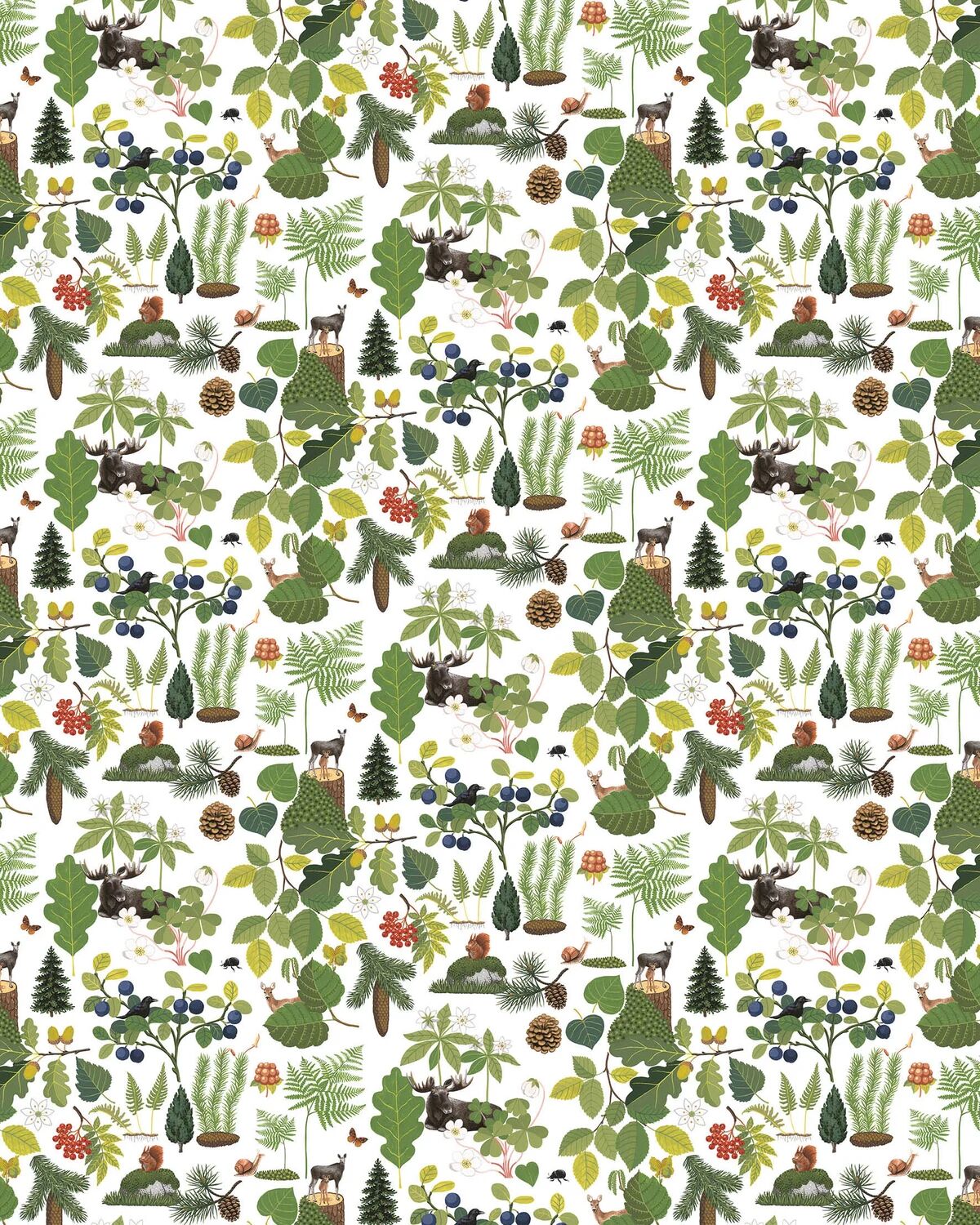 Arvidssons Textil Skogsliv tekstil Grønn