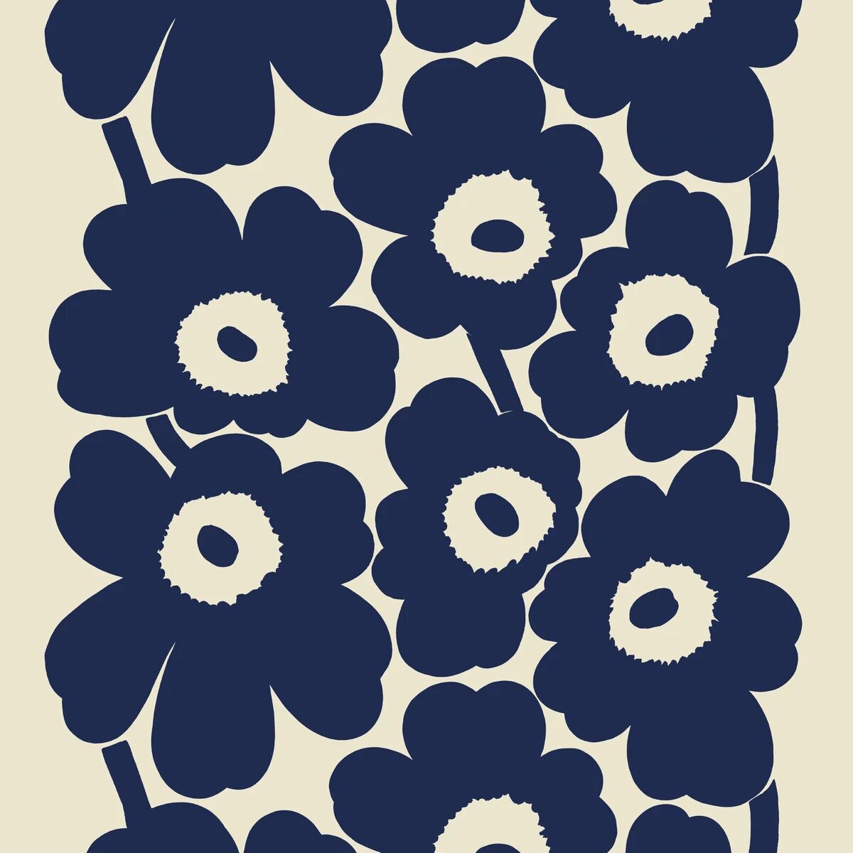 Marimekko Unikko linstoff Mørkeblå