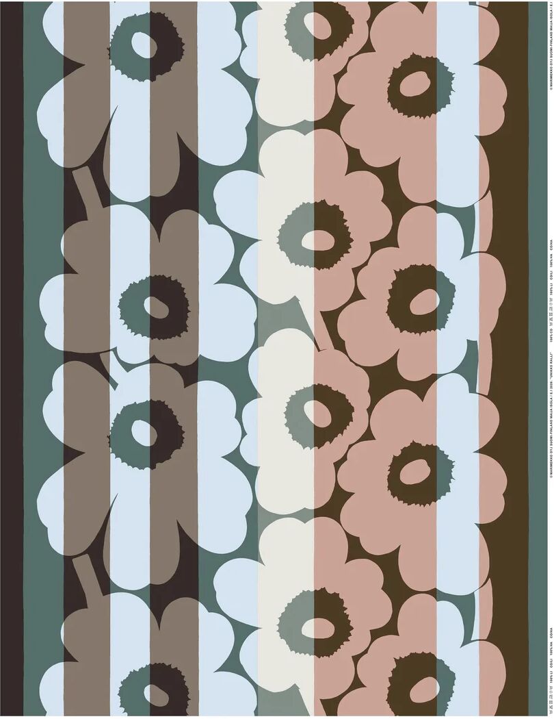 Marimekko Unikko Ralli tekstil Brown-petrol-light red