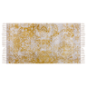 Beliani Tapete viscose amarelo e creme com forro algodão com franjas 80 x 150 cm estilo oriental padrão envelhecido