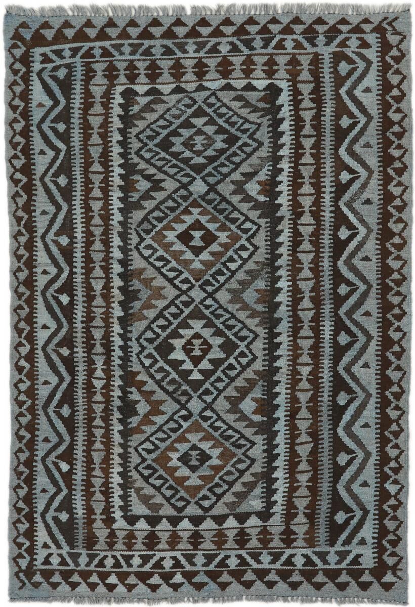 Nain Trading Oriental Rug Kilim Afghan Heritage Limited 182x126 Dark Grey/Dark Brown (Wool, Afghanistan, Handwoven)