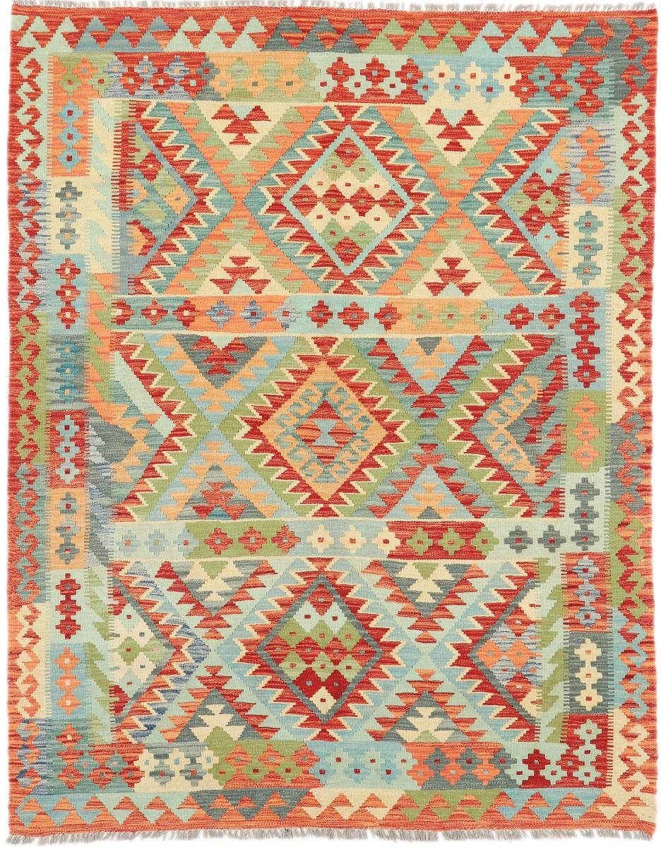 Nain Trading Tapete Oriental Kilim Afegão 206x160 Red/Dark Green (Lã, Afeganistão, Tecidos à mão)