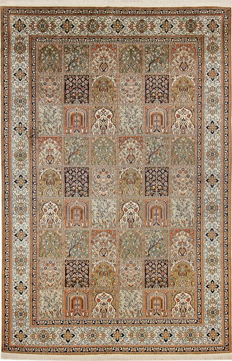 Nain Trading Tapete Kashmir Seda 275x182 Beige/Dark Brown (Índia, Seda, Mão-atada)