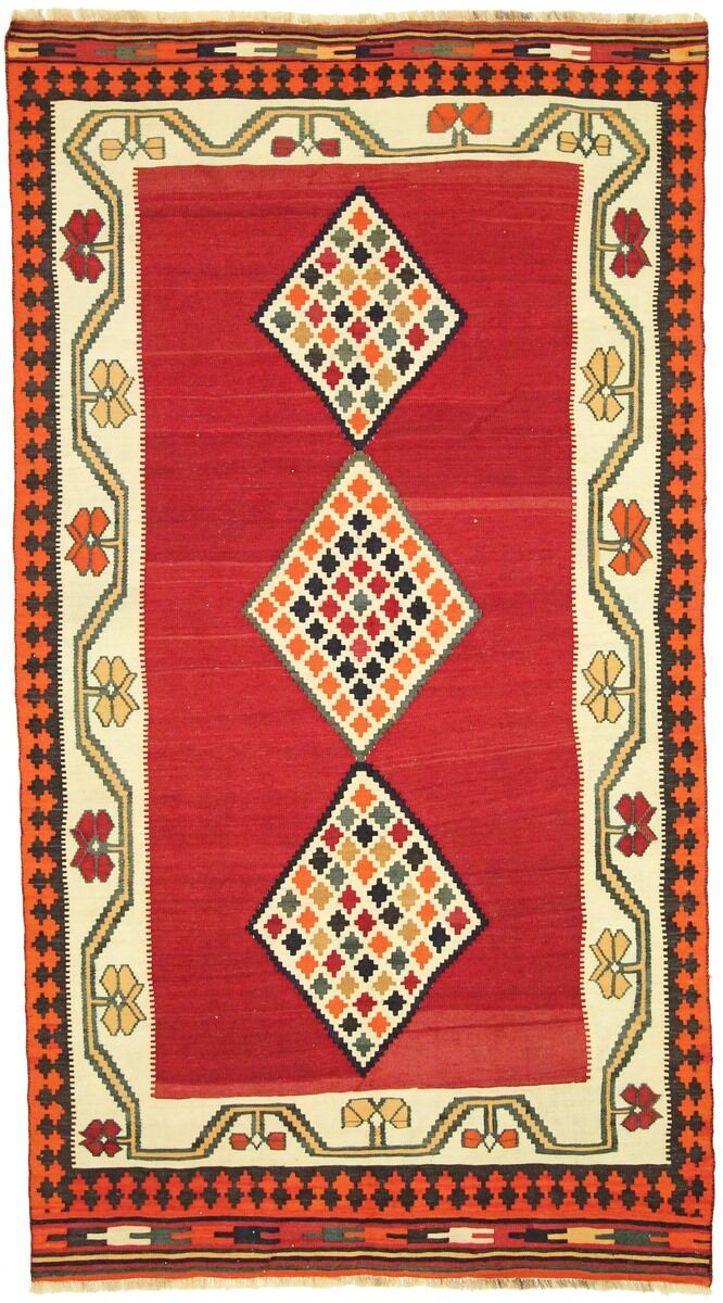 Nain Trading Tapete Feito à Mão Kilim Fars Velho 247x136 Corredor Beige/Orange (Lã, Pérsia / Irão)